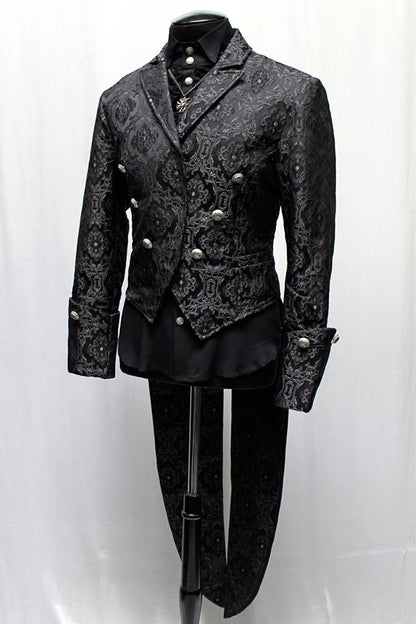 Shrine of Hollywood IMPERIAL TAILCOAT - BLACK EDWARDIAN BROCADE Men's Coats