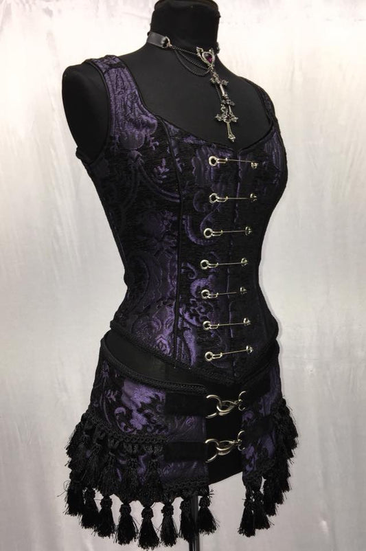 PIN BODICE -PURPLE/BLACK TAPESTRY by Shrine of Hollywood
