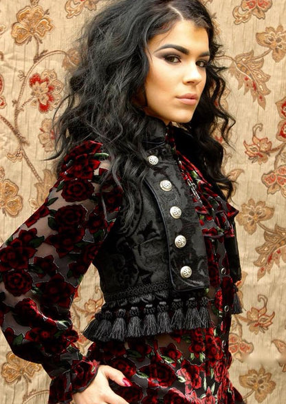 Shrine of Hollywood TOREADOR VEST - BLACK TAPESTRY Women's corset tops