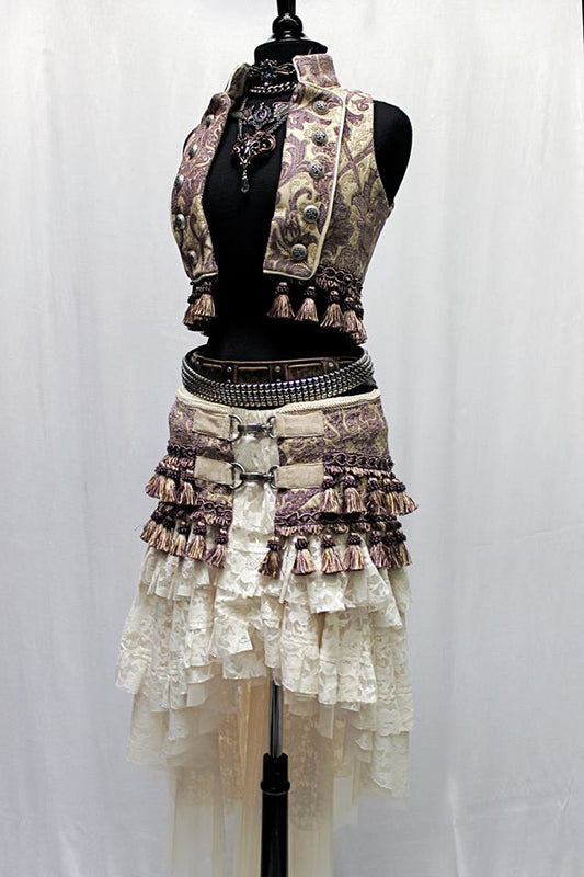 TOREADOR VEST - PURPLE/IVORY TAPESTRY by Shrine of Hollywood