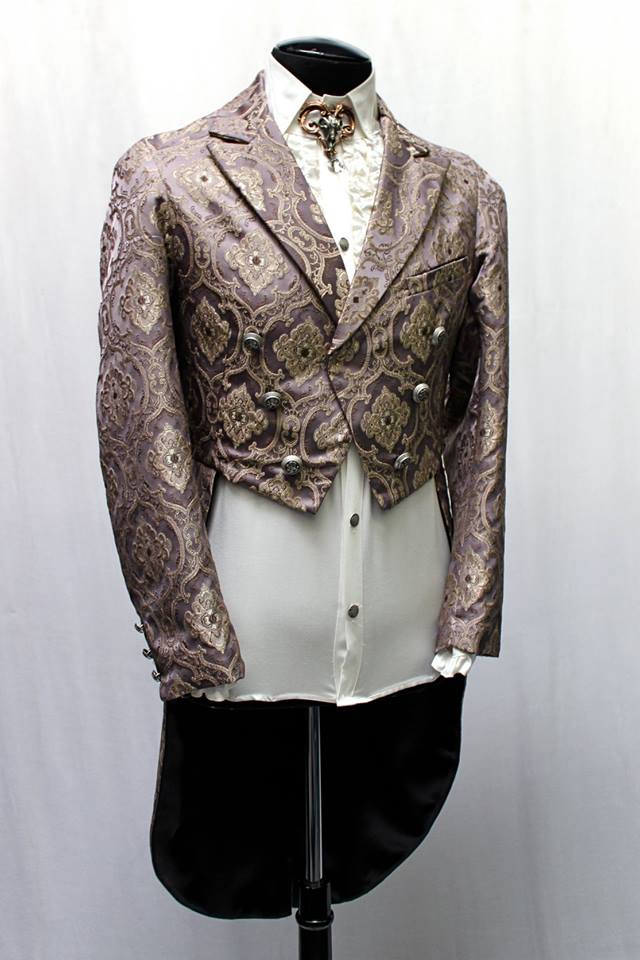 Shrine of Hollywood MONTE CRISTO TAILCOAT - PURPLE BROCADE Men's Coats