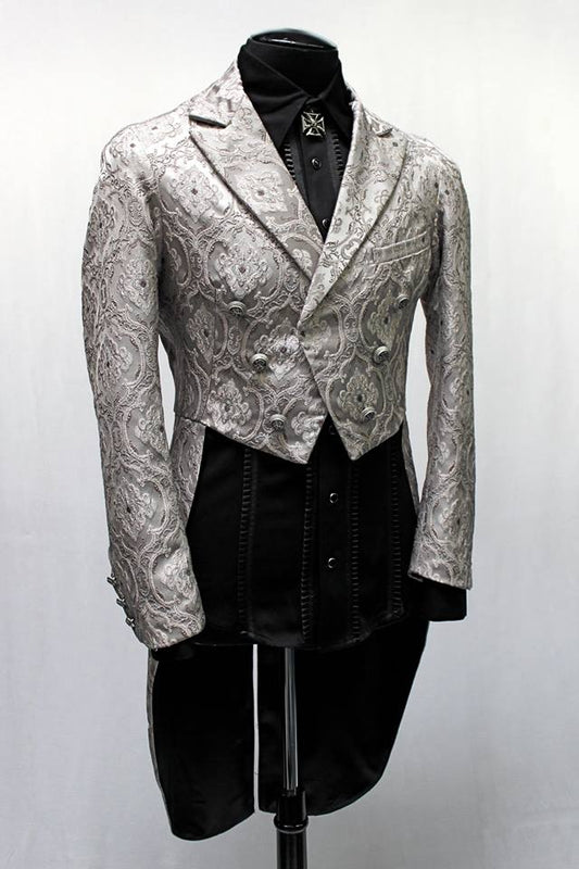 MONTE CRISTO TAILCOAT - SILVER BROCADE by Shrine of Hollywood