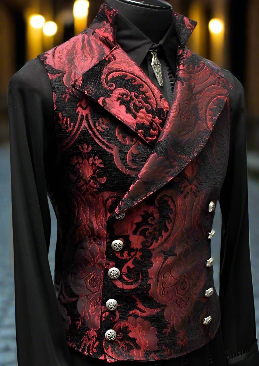 CAVALIER VEST - RED/BLACK TAPESTRY