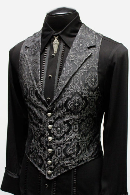 Shrine of Hollywood ARISTOCRAT VEST - EDWARDIAN BROCADE - Black black brocade edwardian goth gothic Men's Vests steampunk vampire vest victorian wedding