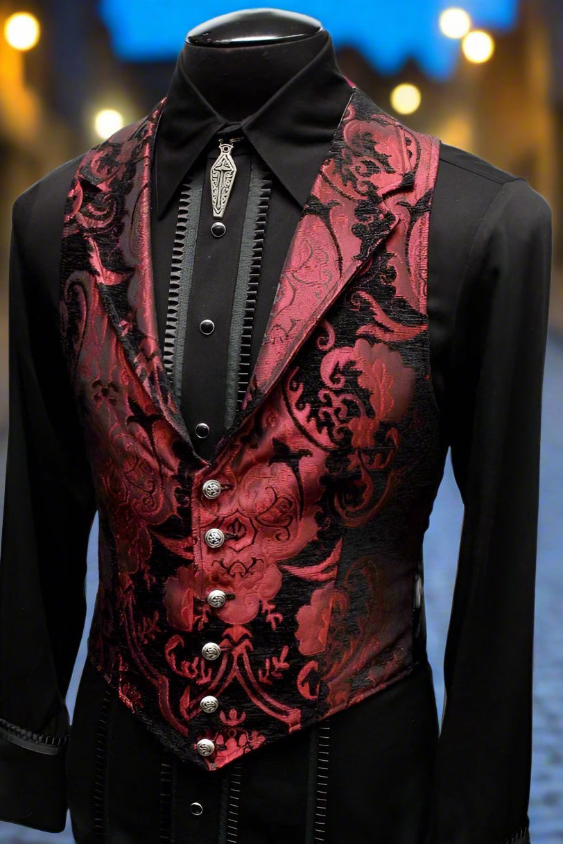 ARISTOCRAT VEST - RED/BLACK TAPESTRY