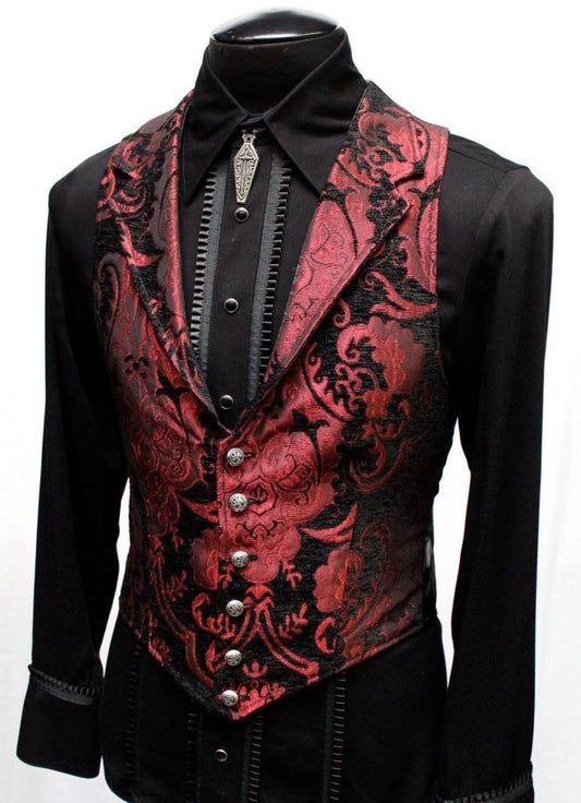 ARISTOCRAT VEST - RED/BLACK TAPESTRY by Shrine of Hollywood