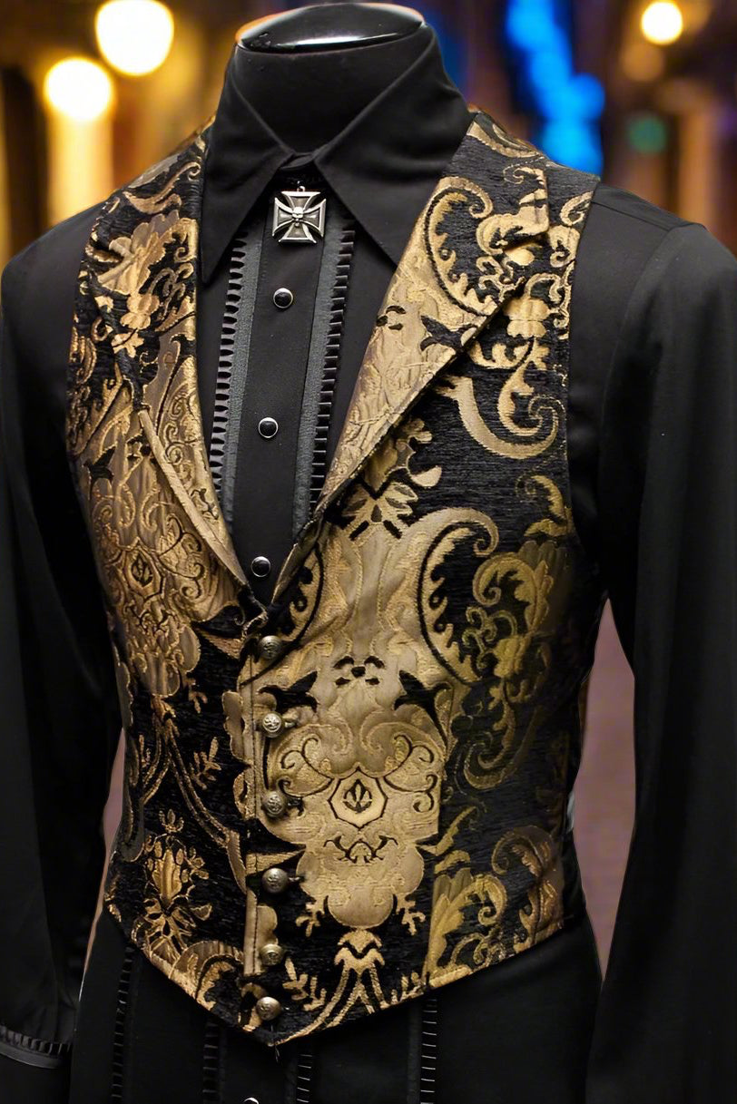 ARISTOCRAT VEST - GOLD/BLACK TAPESTRY