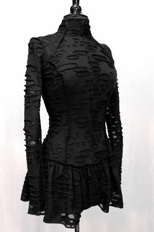 Shrine of Hollywood FUTURE SHOCK DRESS - BLACK DECAYED FABRIC