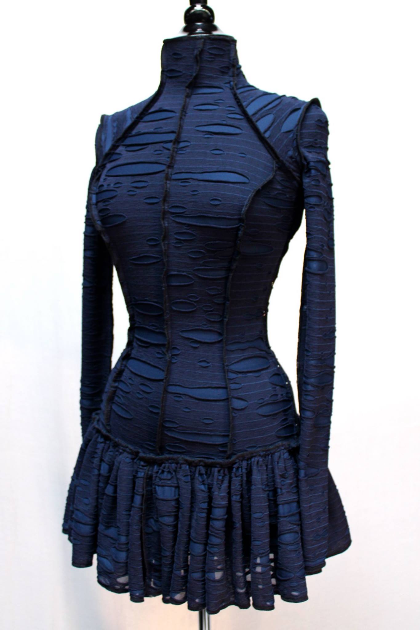 Shrine of Hollywood FUTURE SHOCK DRESS - BLUE DECAYED FABRIC Dresses