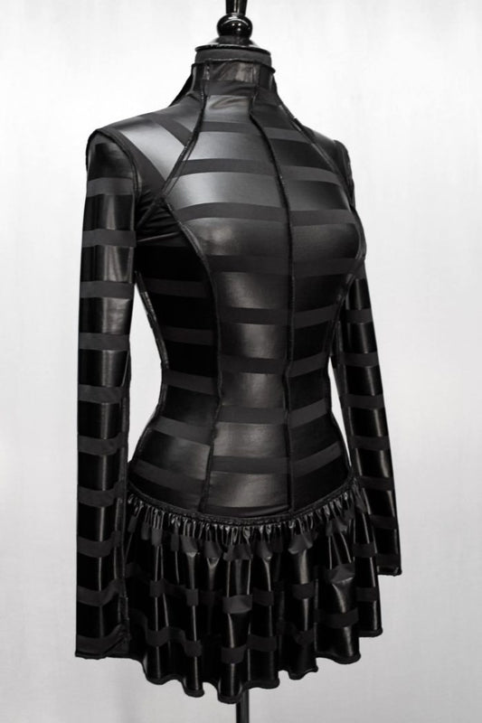 Shrine of Hollywood FUTURE SHOCK DRESS - VINYL STRIPE FABRIC Dresses