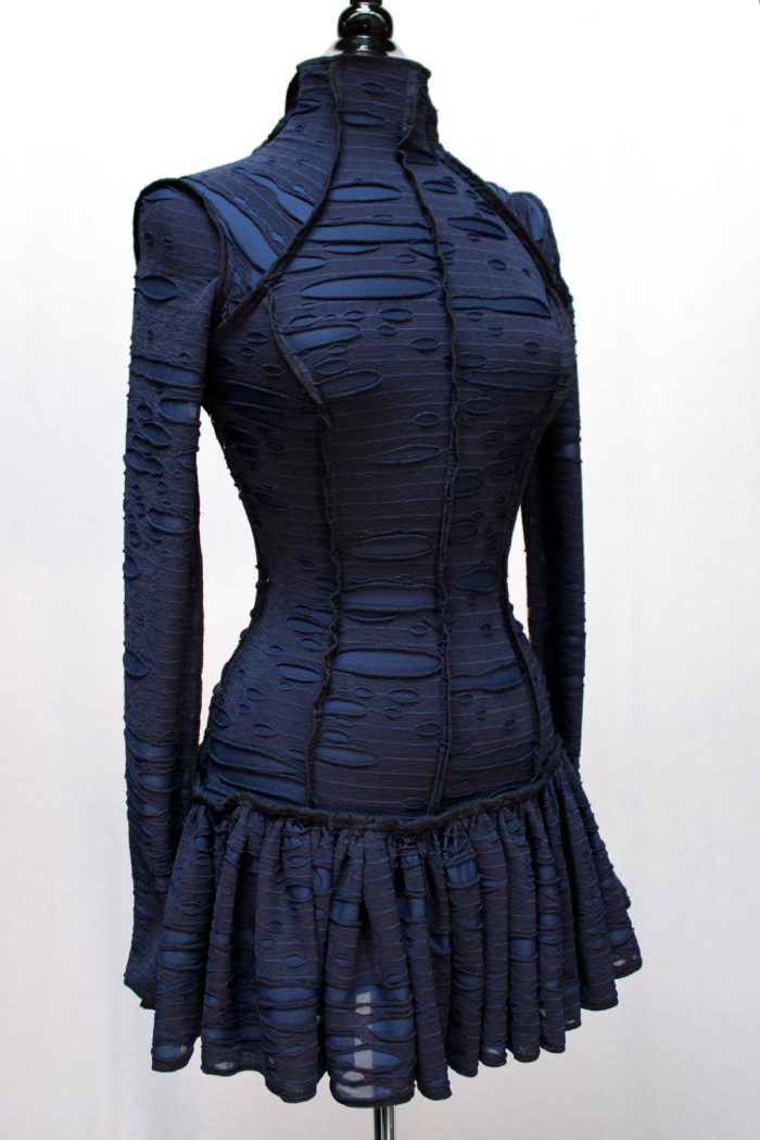Shrine of Hollywood FUTURE SHOCK DRESS - BLUE DECAYED FABRIC Dresses