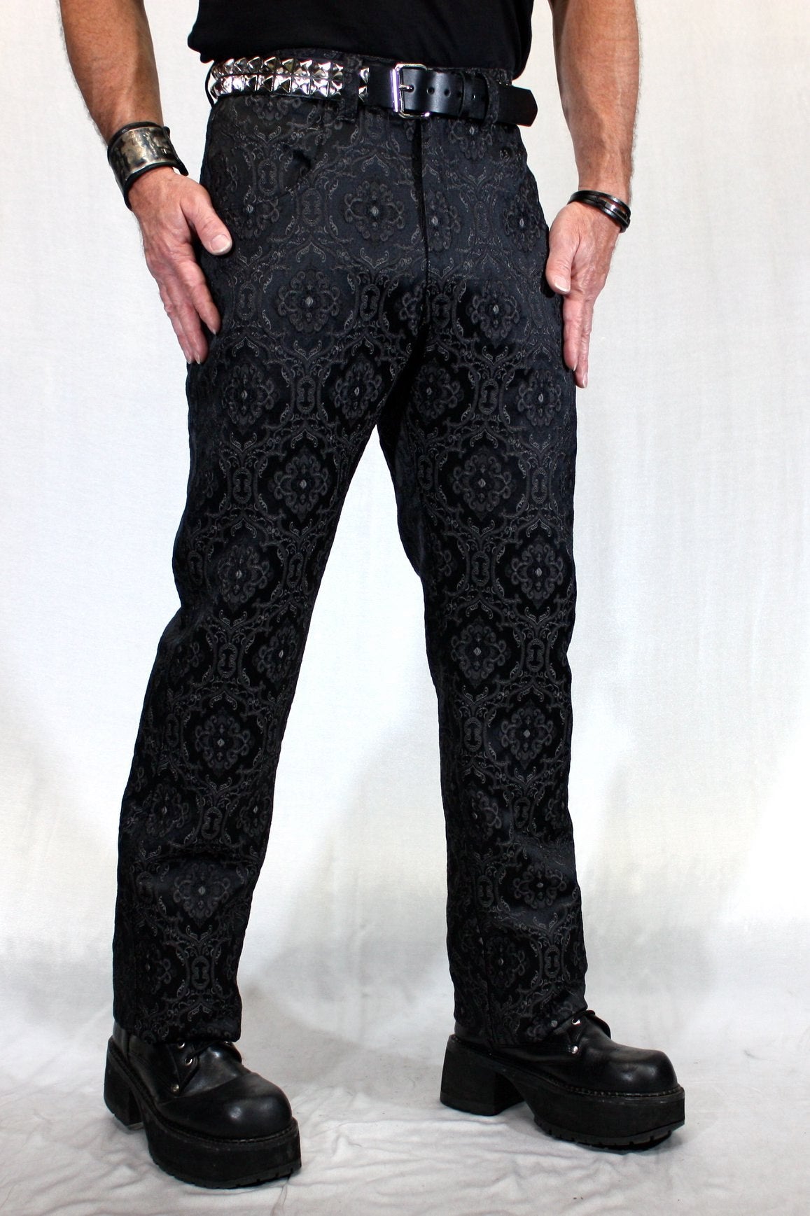 Latest Mens Fashion Trousers Pants Black Brocade Gothic Steampunk VTG  Aristocrat | eBay