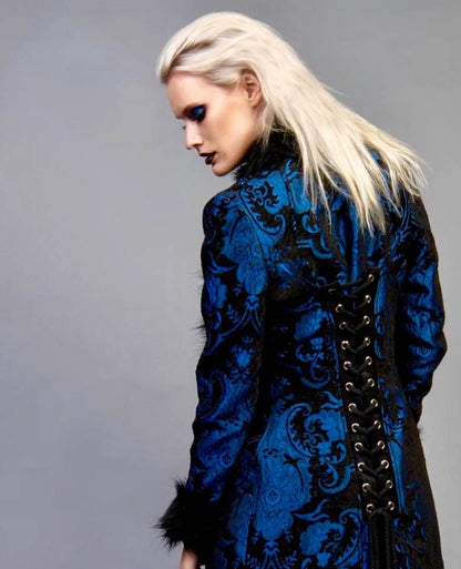 Shrine of Hollywood BLACK FOREST COAT - RED/BLACK TAPESTRY coat Women's Coats