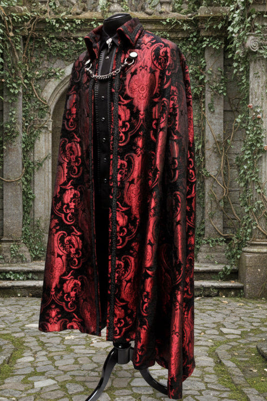 CLOAK OF DARKNESS - RED AND BLACK TAPESTRY Shrine of Hollywood coat Capes