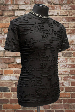 MEN'S SHORT SLEEVE TEE - DECAYED FABRIC - BLACK