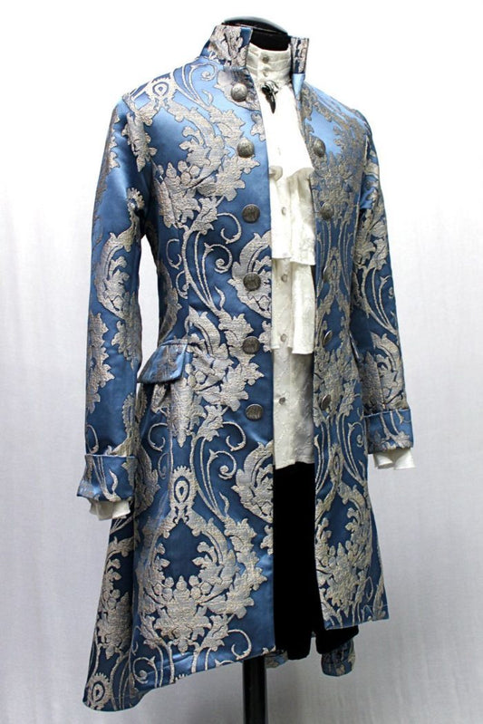 ORDER OF THE DRAGON COAT - ICE BLUE BROCADE by Shrine of Hollywood