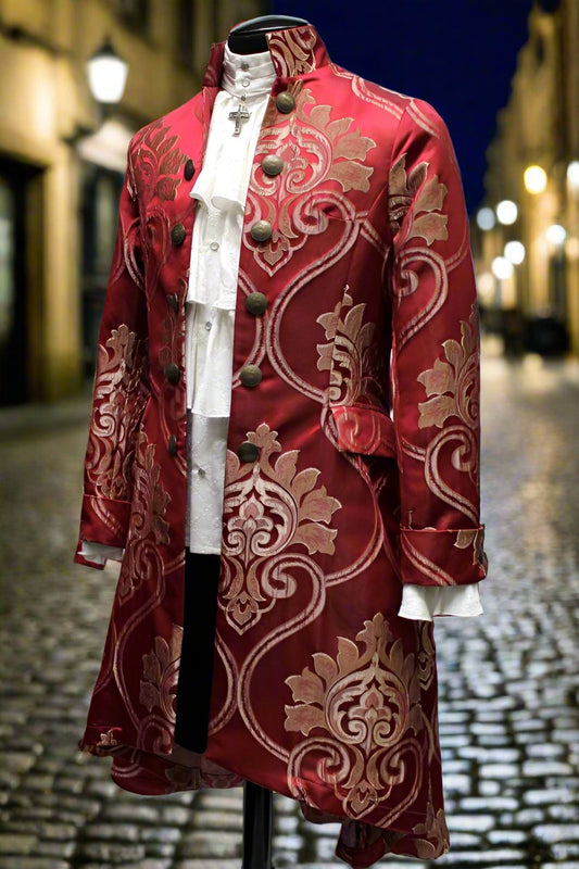 Shrine of Hollywood ORDER OF THE DRAGON COAT - BLOOD RED BROCADE Men's Coats