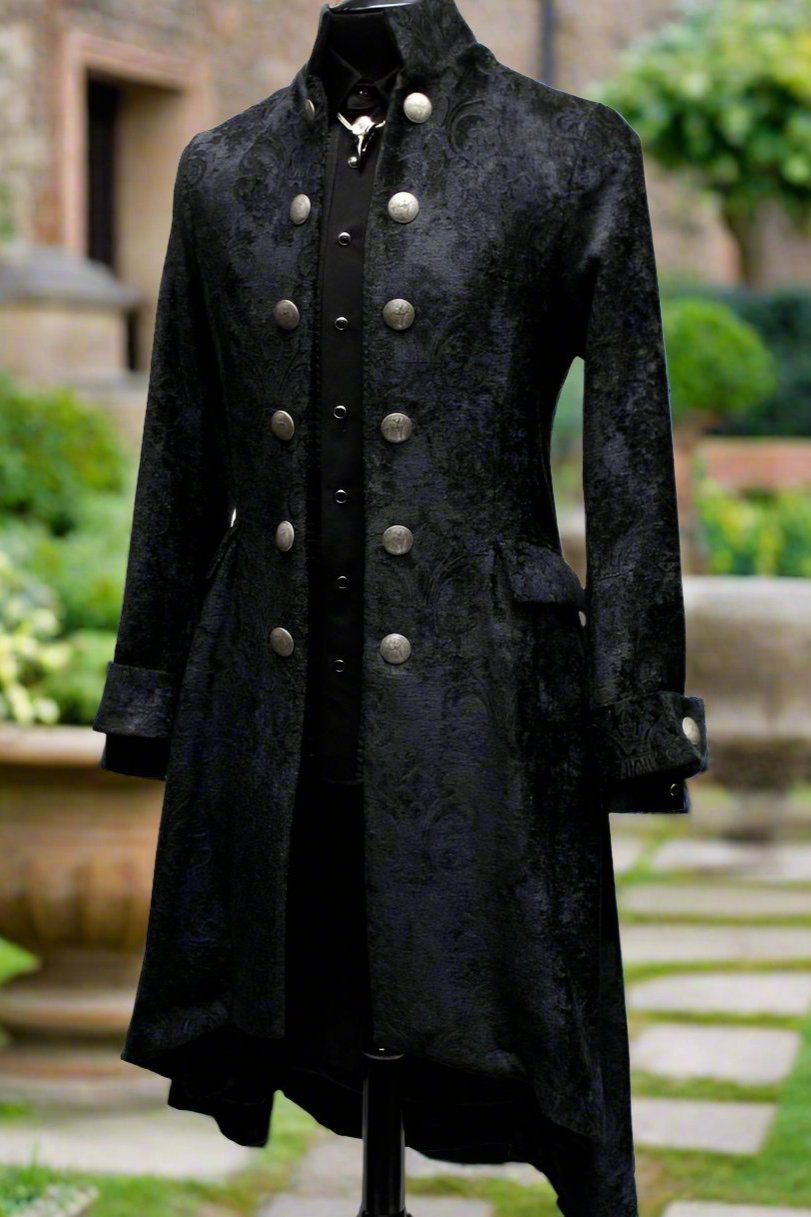 Shrine of Hollywood ORDER OF THE DRAGON COAT - BLACK VELVET BROCADE Men's Coats