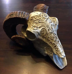 SCRIMSHAW RAM'S SKULL