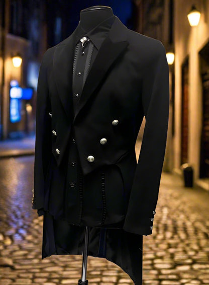 Shrine of Hollywood VICTORIAN TAILCOAT - BLACK DENIM Men's Coats