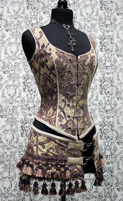 PIN BODICE - PURPLE/IVORY TAPESTRY by Shrine of Hollywood
