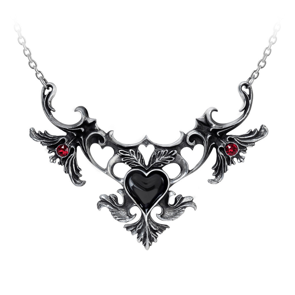 Black Heart Rococo Style Gothic Necklace