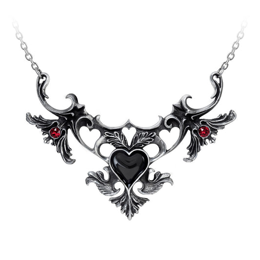 Shrine of Hollywood Black Heart Rococo Style Gothic Necklace Default Title