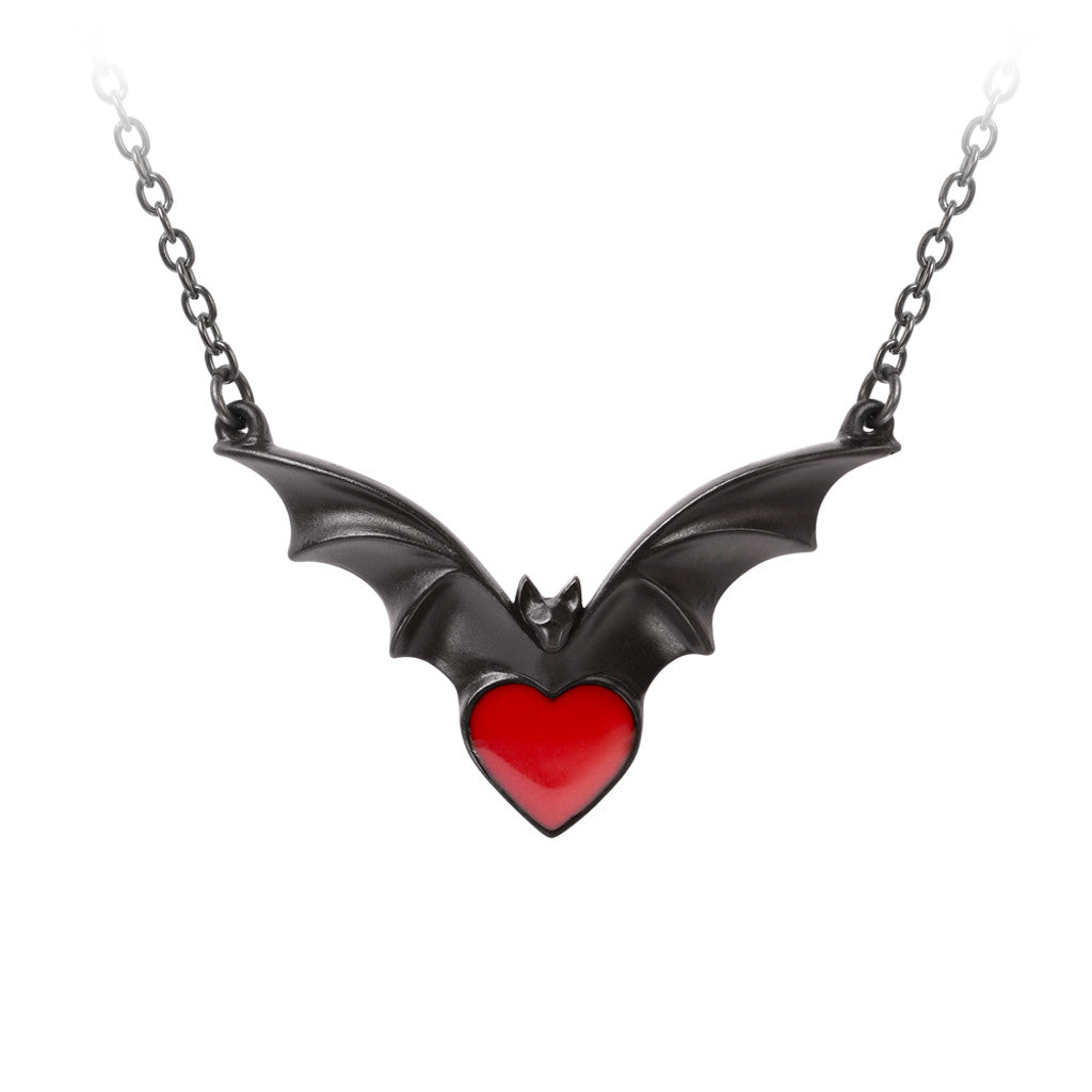 Shrine of Hollywood Black Bat Red Heart Necklace Default Title