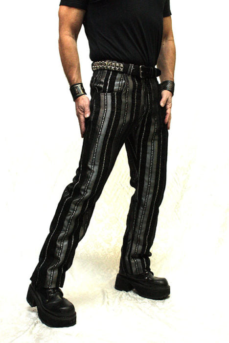 VICTORIAN STRIPED CARNY PANTS - SILVER/BLACK