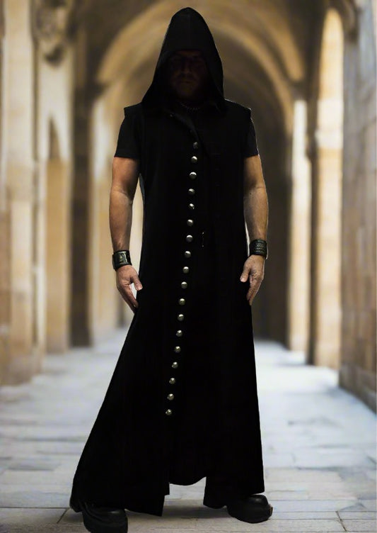 WRAITH ROBE - HEAVY BLACK COTTON Shrine of Hollywood vest Men's Coats