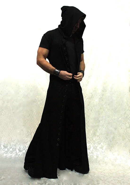 WRAITH ROBE - LIGHTWEIGHT BLACK COTTON by Shrine of Hollywood
