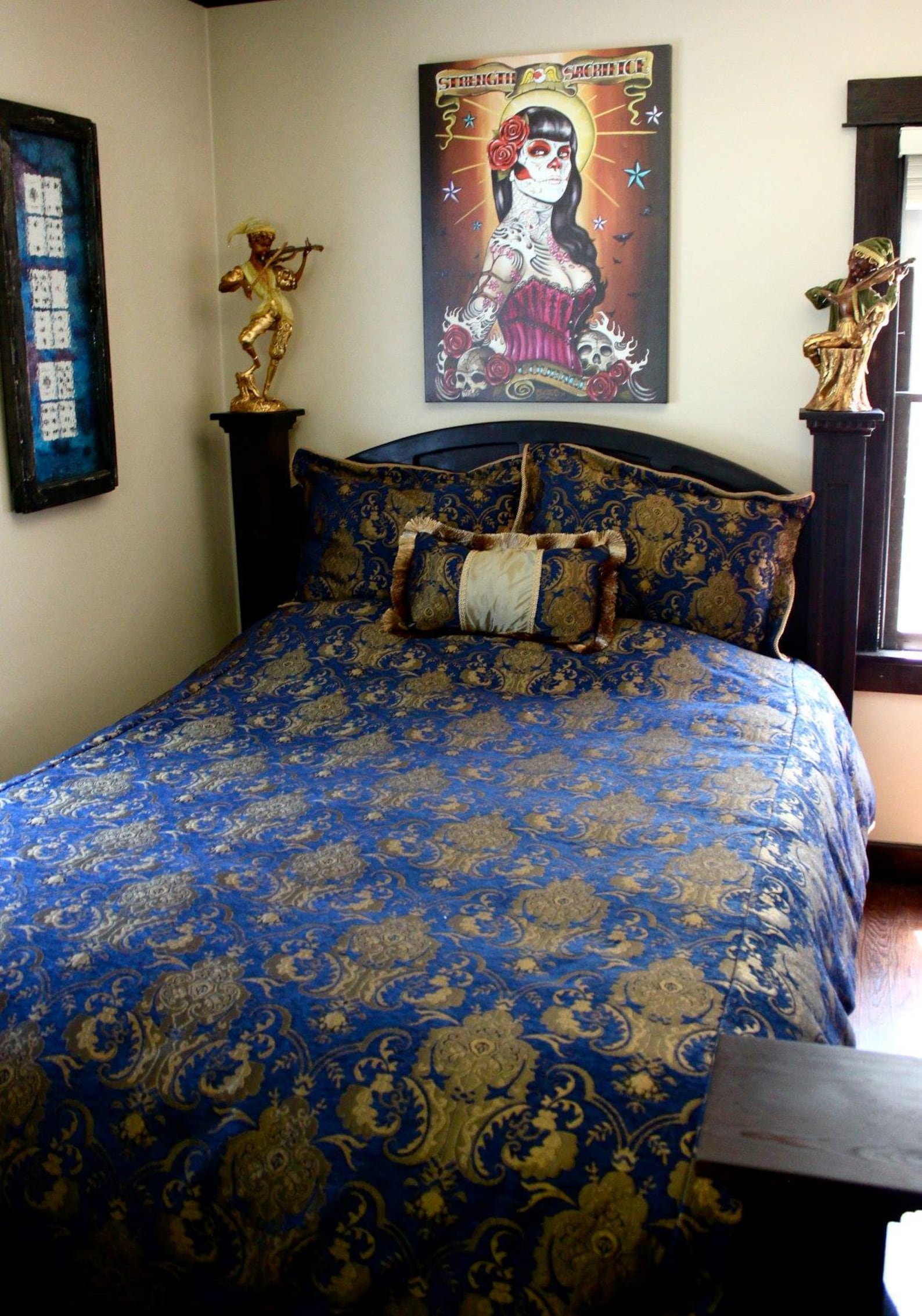 Shrine of Hollywood MEDIEVAL TAPESTRY DUVET AND PILLOW SET - GOLD/BLUE bed bedding duvet pillow