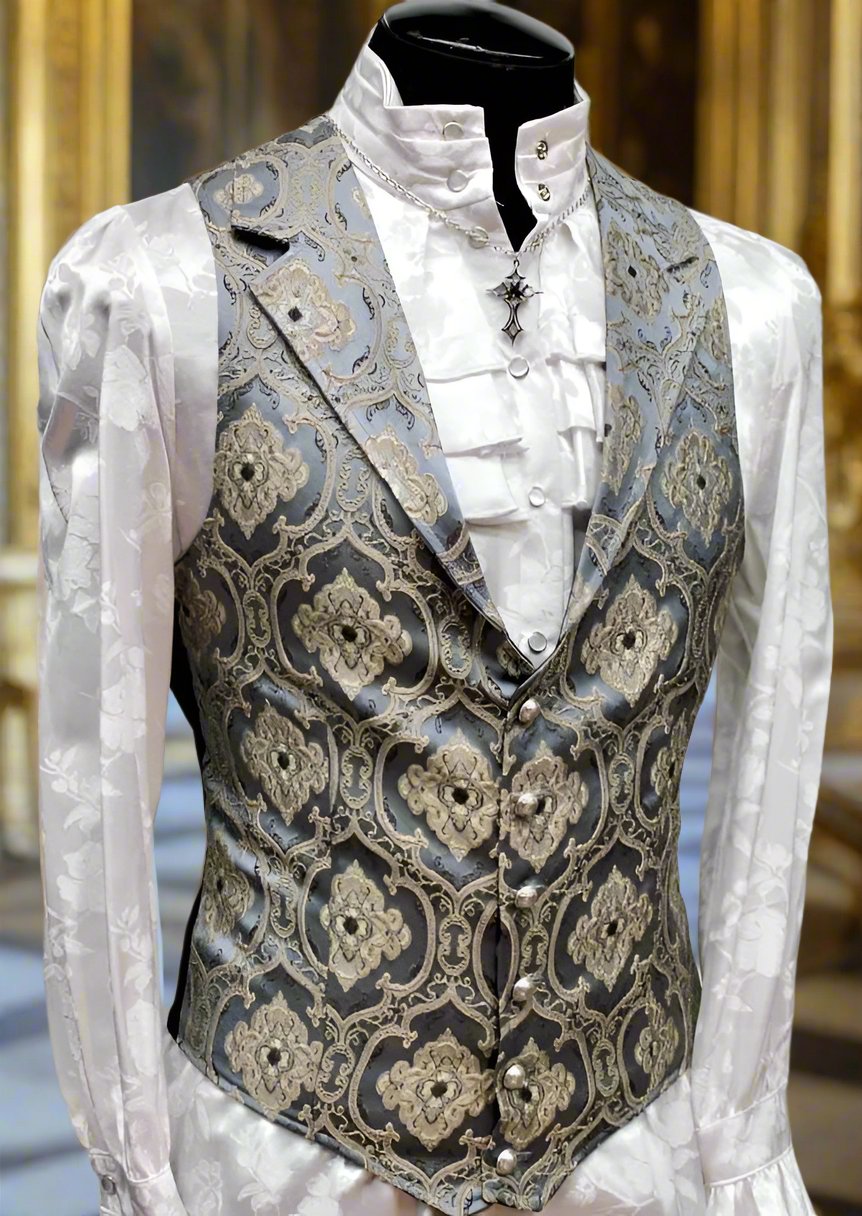 ARISTOCRAT VEST - EDWARDIAN BROCADE - BLUE