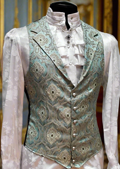 Shrine of Hollywood ARISTOCRAT VEST - EDWARDIAN BROCADE - GREEN edwardian goth gothic Men's Vests steampunk vampire vest victorian wedding