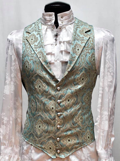 Shrine of Hollywood ARISTOCRAT VEST - EDWARDIAN BROCADE - GREEN edwardian goth gothic Men's Vests steampunk vampire vest victorian wedding