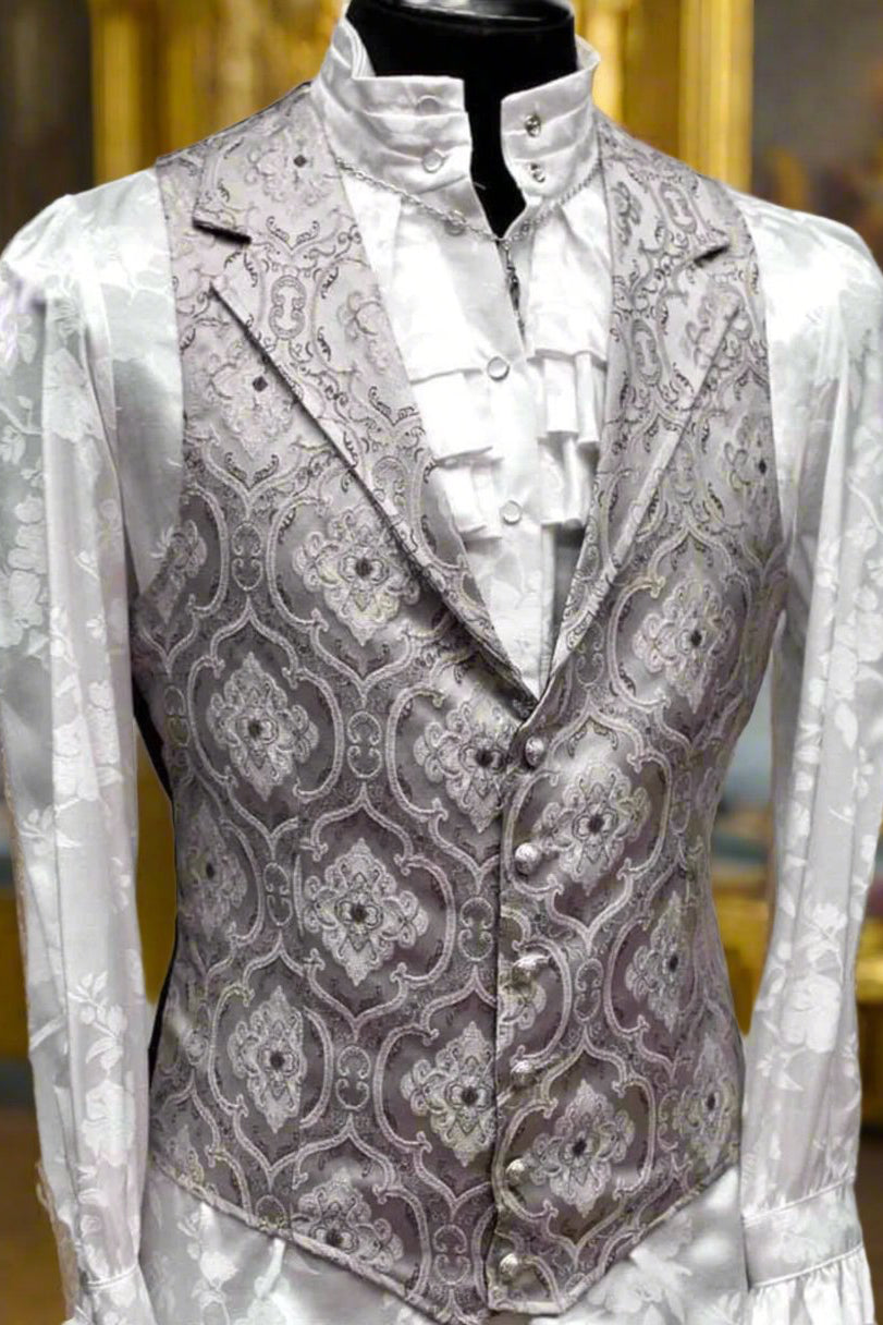 ARISTOCRAT VEST - EDWARDIAN BROCADE - SILVER