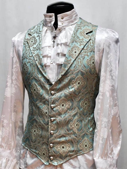 Shrine of Hollywood ARISTOCRAT VEST - EDWARDIAN BROCADE - GREEN edwardian goth gothic Men's Vests steampunk vampire vest victorian wedding