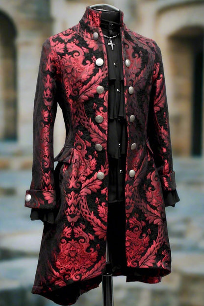 Shrine of Hollywood ORDER OF THE DRAGON COAT - RED/BLACK TAPESTRY Men's Coats