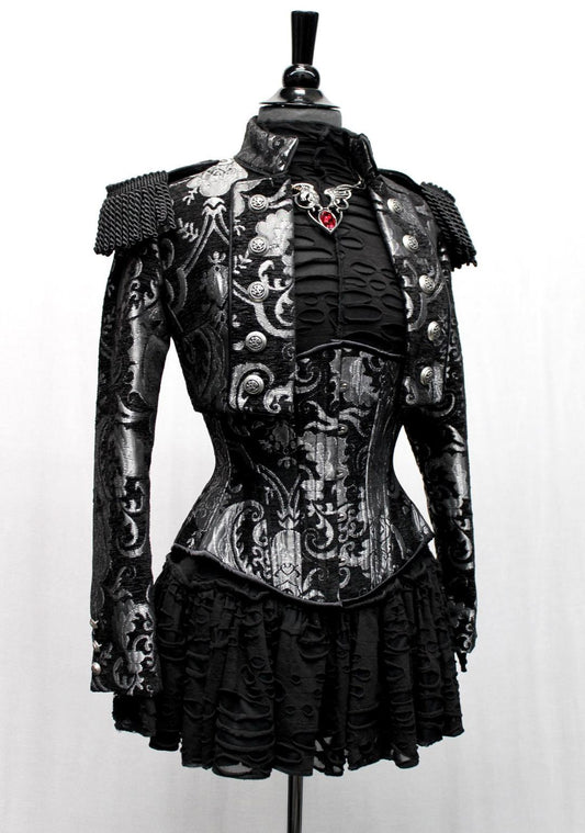 TAPESTRY CORSET - SILVER/BLACK