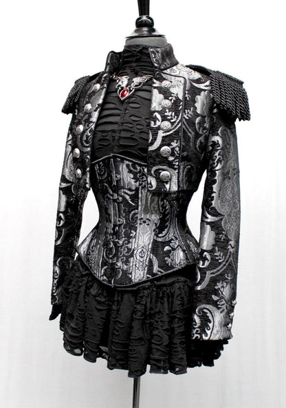 Shrine of Hollywood TAPESTRY CORSET - SILVER/BLACK Women's Corsets