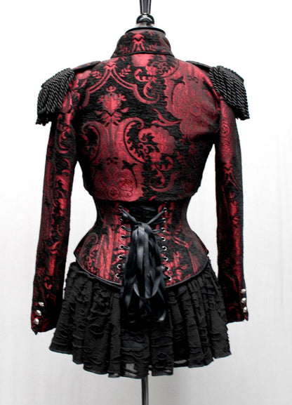 TAPESTRY CORSET - RED/BLACK by Shrine of Hollywood