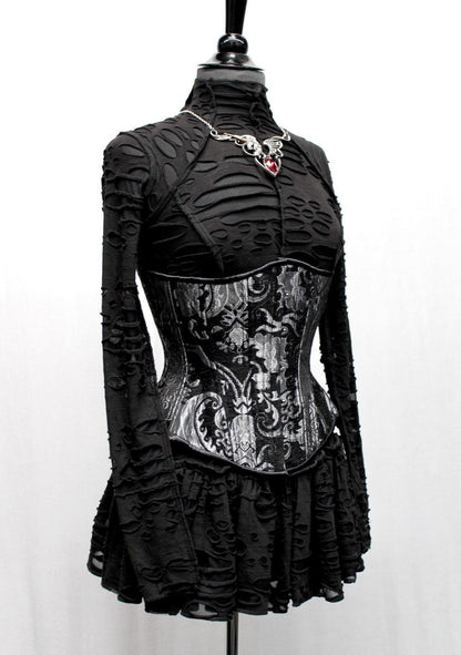 Shrine of Hollywood TAPESTRY CORSET - SILVER/BLACK Women's Corsets