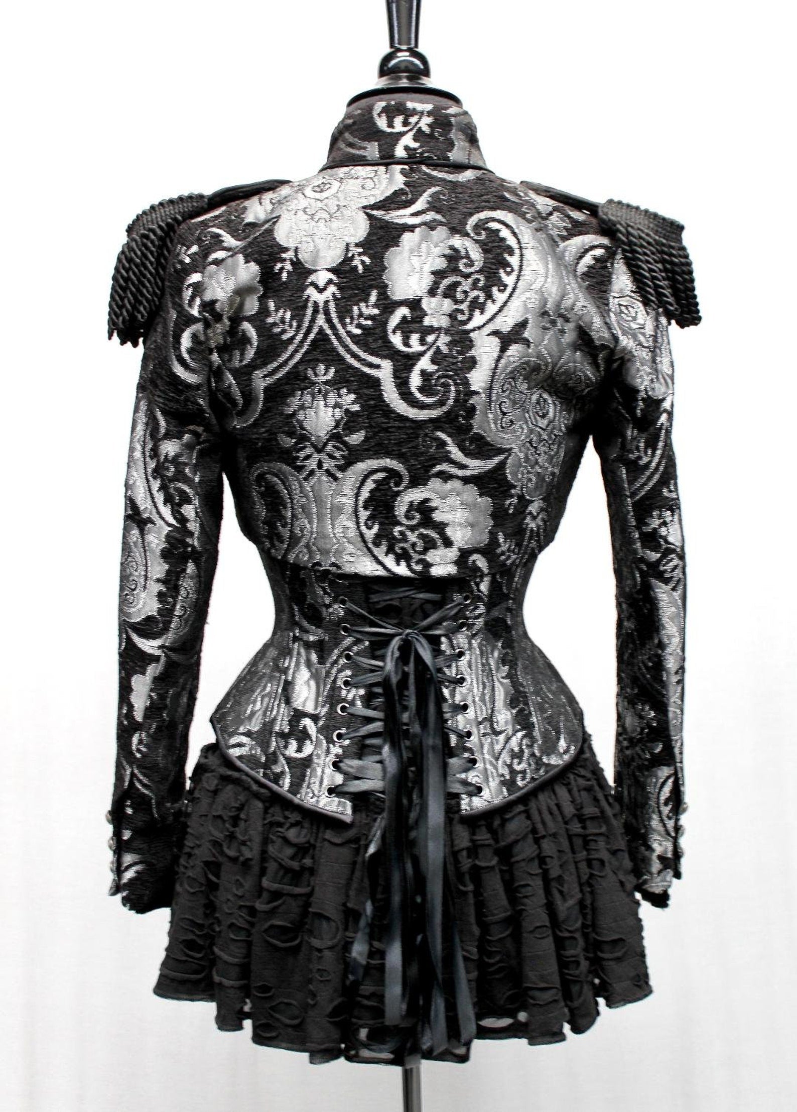 TAPESTRY CORSET - SILVER/BLACK by Shrine of Hollywood