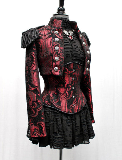 TAPESTRY CORSET - RED/BLACK by Shrine of Hollywood