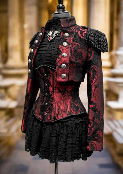 TAPESTRY CORSET - RED/BLACK by Shrine of Hollywood