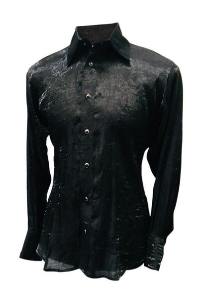 Shrine of Hollywood SHIMMER SHIRT - BLACK black button up dress shirt formal goth gothic long sleeve Men's Shirts wedding