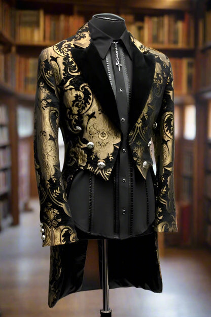 Shrine of Hollywood VICTORIAN TAILCOAT - Gold/Black Tapestry Men's Coats