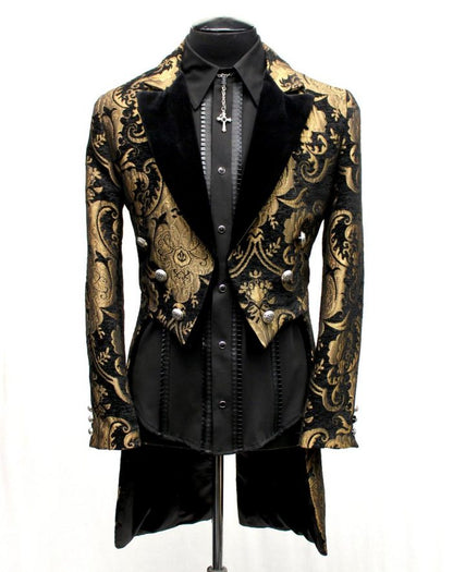 Shrine of Hollywood VICTORIAN TAILCOAT - Gold/Black Tapestry Men's Coats