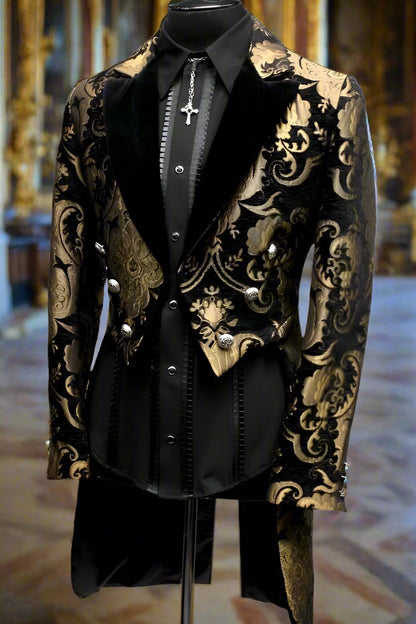 Shrine of Hollywood VICTORIAN TAILCOAT - Gold/Black Tapestry Men's Coats