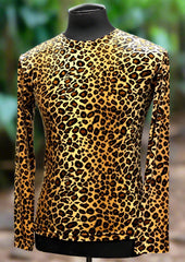 MEN'S LONG SLEEVE TEE - LEOPARD VELVET